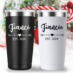 Mamihlap Engagement Gift for Couple Tumbler.Boyfriend Girlfriend Fiance Fiancee Gift for Him and Her.Gifts for Newly Engaged Anniversary Bride Groom Mr Mrs Him Hers(20oz Black&White)