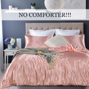 Silk Like Satin Bedding Hot Pink Duvet Cover Set Soft Lightweight Polyester Satin Comforter Cover Sexy Hotel Silky Bedding Sets Queen 1 Duvet Cover 2 Pillowcases (Queen, Hot Pink)