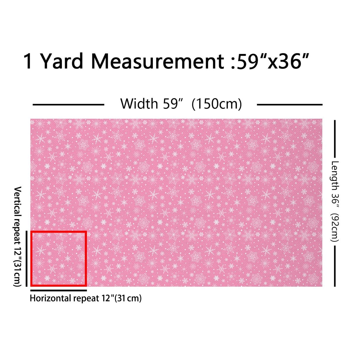 Snowflakes Print Fabric by The Yard Christmas Theme Winter Symbol Stars Fabric for Kids Boys Girls Dots Stripes Geometric Arts Crafts and Sewing Fabric for Quilting Sewing DIY Gift,2 Yards,Pink