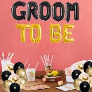 Groom To Be Balloons Gold and Black Bachelor Party Banner Men Bachelor/Team Groom/Bridegroom To Be Themed Decor for Bridegroom Shower Engagement Wedding Bachelorette Party Supplies Decorations