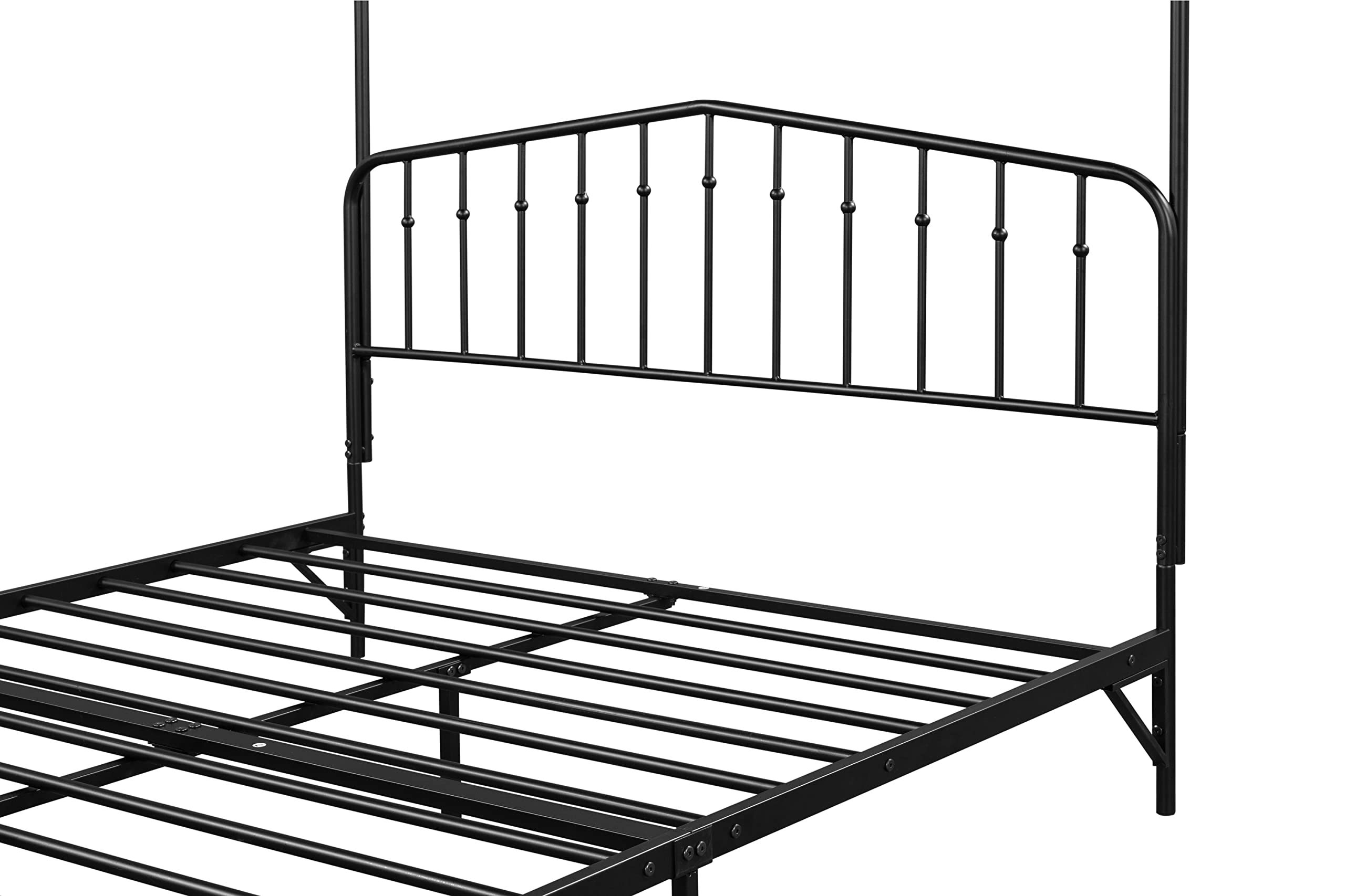 Tensun Detachable Queen Anti-Noise Platform Metal Canopy Bed with Headboard,Black