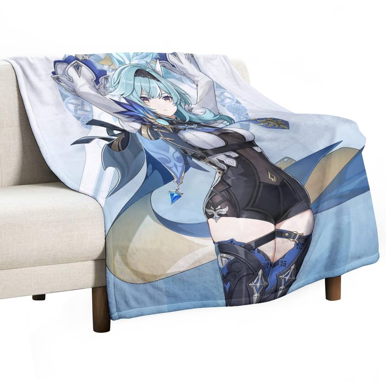 Dalicoter Game Genshin Impact Blanket Mondstadt EULA Anime Blanket 50"×40" Super Soft Flannel Throw Blanket Warm Winter Blanket Towel Blanket for Couch Kids Girls & Adults