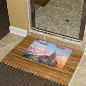 Personalized Area Rug with Logo Custom Photo Carpets Design Your Own Text Name Rugs Non Slip Coral Velvet Door Mats Decorative for Home Garden Outdoor Office Entry Welcome Rug (Square)