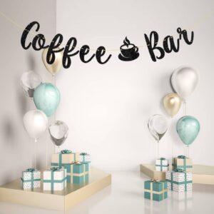 Talorine Coffee Bar Banner, Bridal Shower, Engagement, Wedding, Bar Party Decorations (Black Glitter)