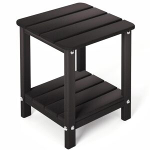 aoorun 17.3" small outdoor table resin, weather side table adirondack (13.9" d x 13.5" w)- black