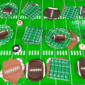 97 PCS Football Party Supplies Tableware Set Football Theme Party Decorations Including Paper Plates Napkins Cups Touchdown Tablecloth for Football Birthday Party, 24 Guests