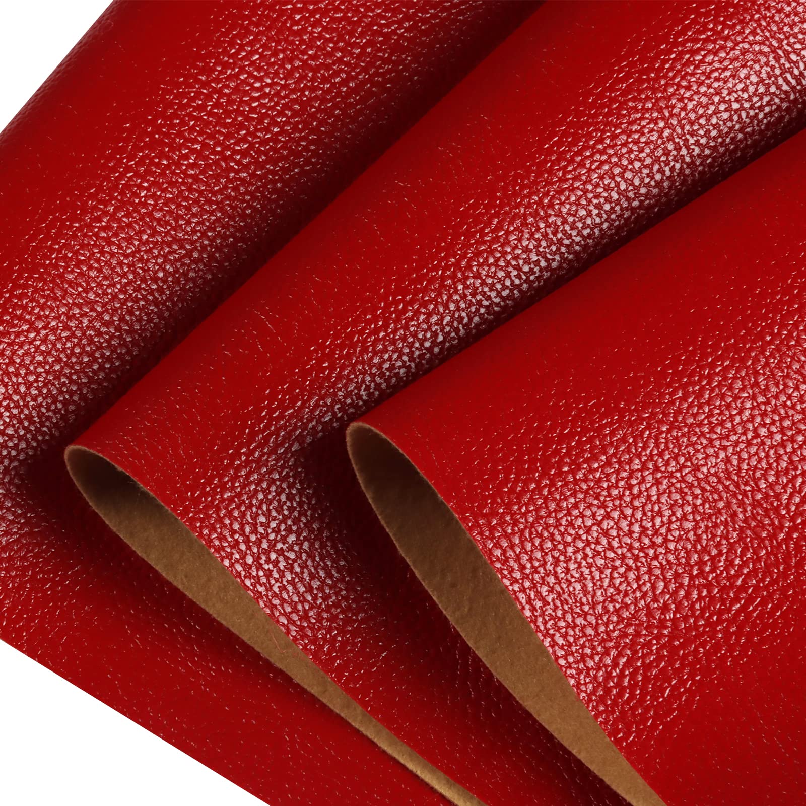 Solid Color Red Faux Leather 10 "X53" (25cmX135cm), Faux Leather Sheets Roll Very Suitable for Making Crafts, Leather Earrings, Bows,Sewing (Red)