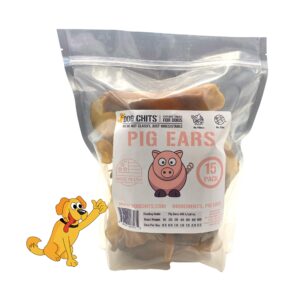 dog chits pig ears dog and puppy treats - all natural grain and chemical free training chews - high protein and low fat - supports dental health - made in the usa - 15 pack