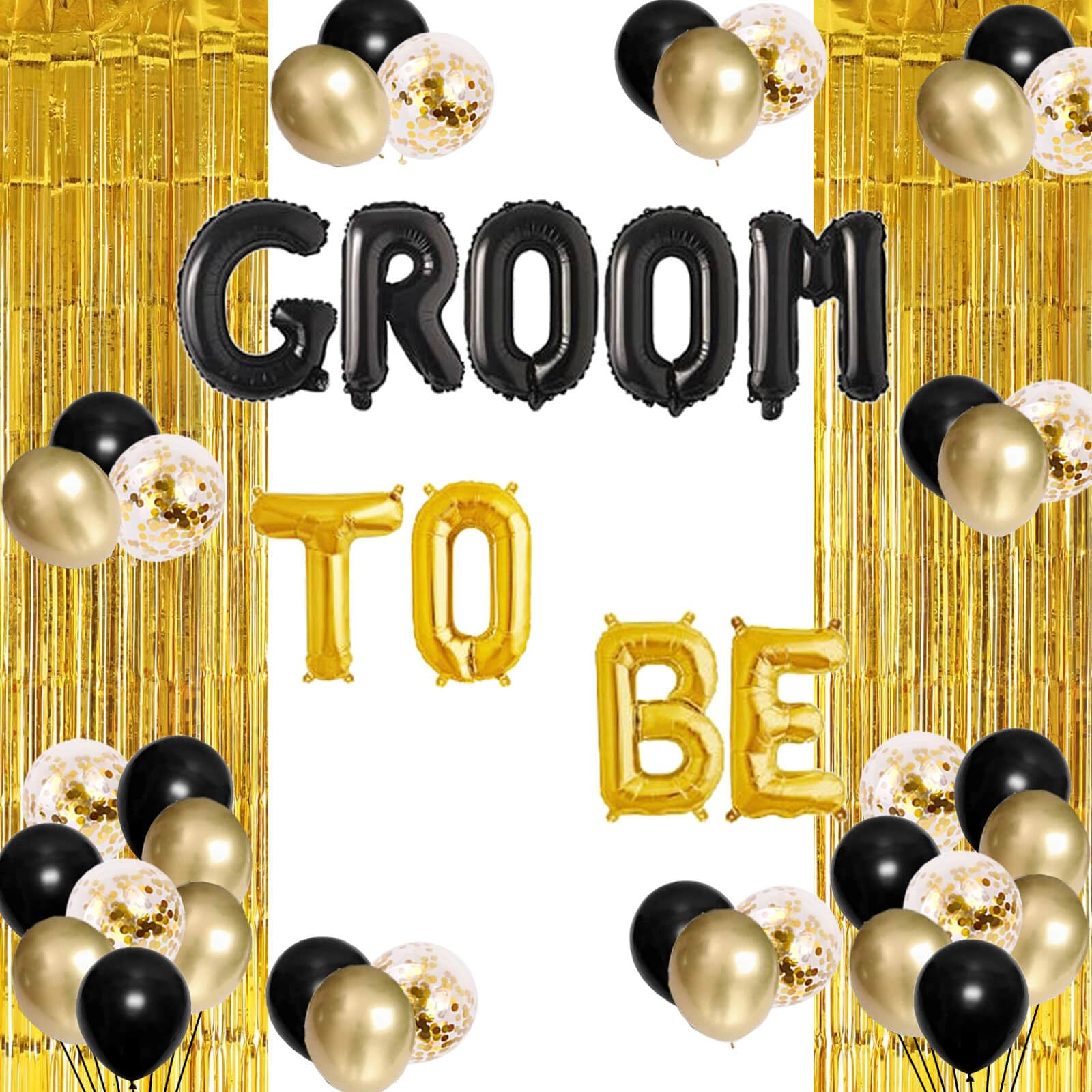 Groom To Be Balloons Gold and Black Bachelor Party Banner Men Bachelor/Team Groom/Bridegroom To Be Themed Decor for Bridegroom Shower Engagement Wedding Bachelorette Party Supplies Decorations