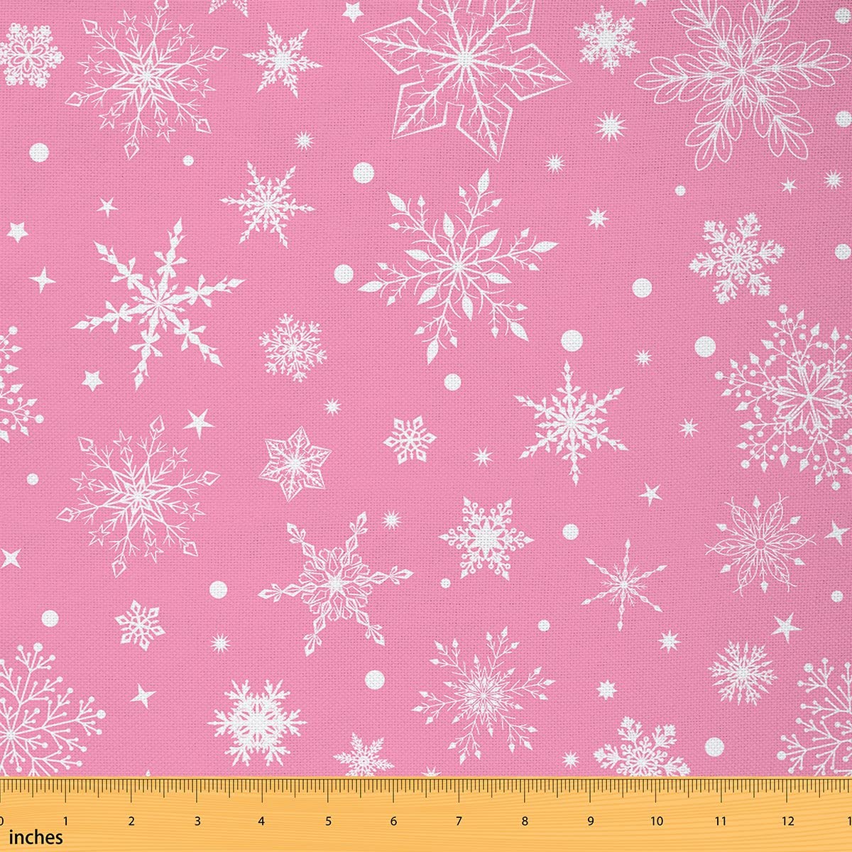 Snowflakes Print Fabric by The Yard Christmas Theme Winter Symbol Stars Fabric for Kids Boys Girls Dots Stripes Geometric Arts Crafts and Sewing Fabric for Quilting Sewing DIY Gift,2 Yards,Pink