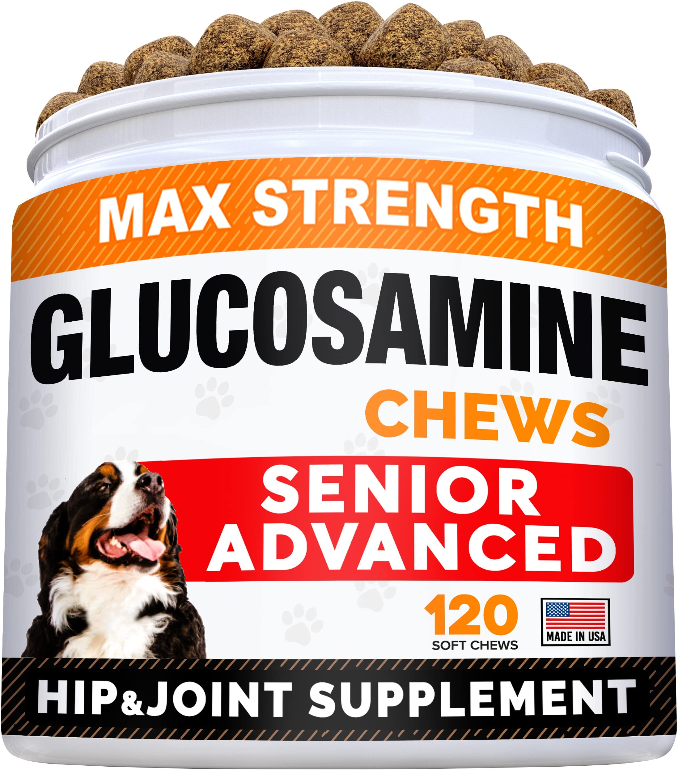 Senior Advanced Glucosamine Joint Supplement + Probiotics for Picky Eaters Bundle - Hip & Joint Pain Relief + Allergy, Diarrhea - Digestive Enzymes, Prebiotics + Omega-3, Chondroitin, MSM - 240 Chews