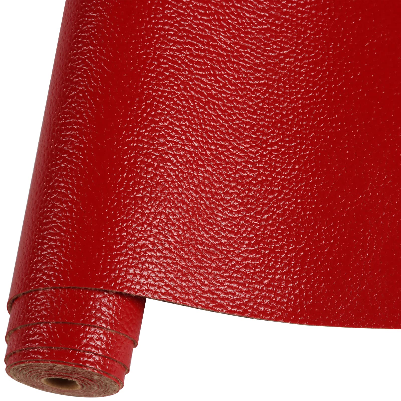 Solid Color Red Faux Leather 10 "X53" (25cmX135cm), Faux Leather Sheets Roll Very Suitable for Making Crafts, Leather Earrings, Bows,Sewing (Red)