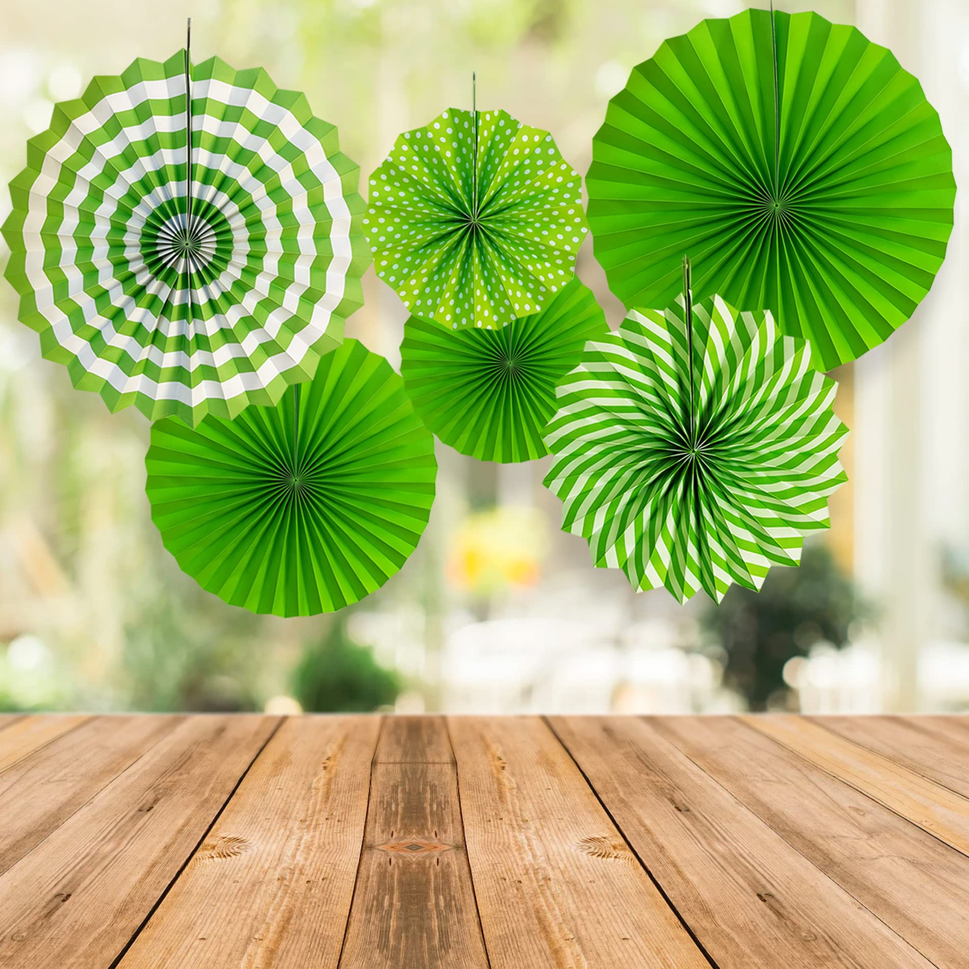 Bonbonhoo 12pcs Green Hanging Paper Fan Decorations Set for St. Patrick's Day Mexican Party Kids Birthday Wedding Baby Shower Event Accessories Cinco De Mayo Backdrop Decorations