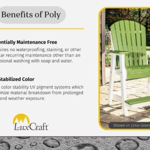 LuxCraft Plastic Poly Adirondack Balcony Chair with Built-in Footrest, Counter Height Outdoor Patio Dining Chair (Weatherwood & Chestnut Brown)