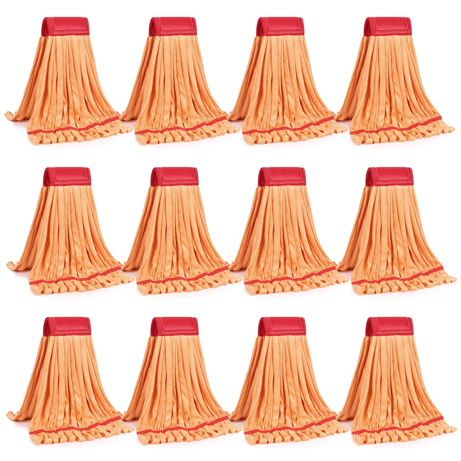 Matthew Cleaning Microfiber Tube Mop(Meduim,Orange,12Pack) Heavy Duty Mop Head Replacement,Excellent Absorbency,Premium launderability,Reusable,Loop end for Home,Commercial and Industrial Use