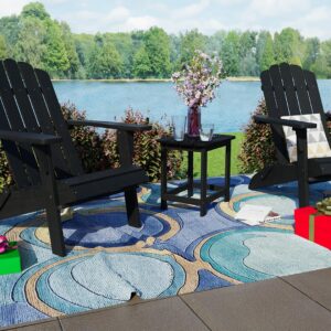 PolyTEAK Folding Adirondack Chair Set of 4, Premium Weather Resistant Poly Lumber, Outdoor Patio Furniture, Up to 300 lbs, Plastic Adirondack Chairs for Garden Fire Pit, Classic Collection - Black