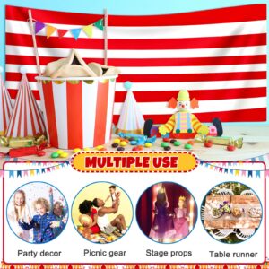 Boao 2 Pcs Carnival Circus Party Supplies Red and White Striped Aisle Runners Carnival Theme Party Floor Decor 24 in x 10 ft for Birthday Carnival Party Decorations