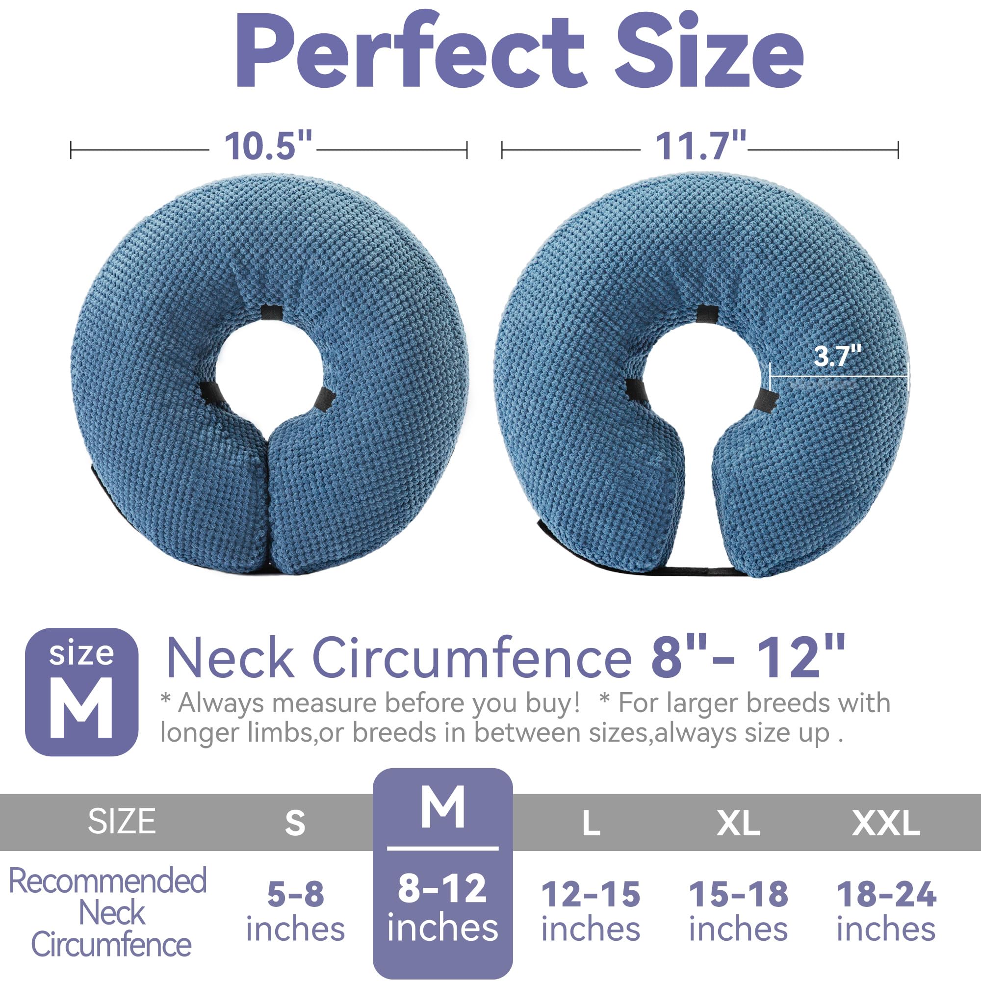 Loflaze Inflatable Dog Cone Collar - Dog Neck Donut Cone Collar Alternative After Surgery - Soft Cone for Large Medium Small Dogs Cats - Alternative Recovery E Collar (Blue, M)