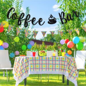 Talorine Coffee Bar Banner, Bridal Shower, Engagement, Wedding, Bar Party Decorations (Black Glitter)