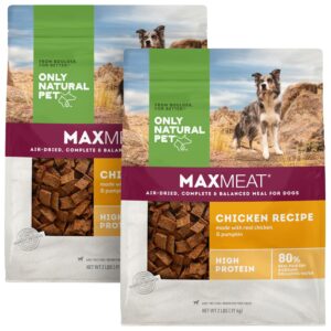 only natural pet maxmeat holistic air dried dry dog food - all natural, high protein, grain free and limited ingredient - made with real meat - chicken with pumpkin & parsley 2 lb (pack of 2)