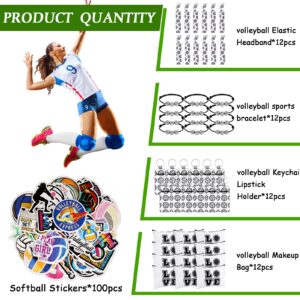 LEIFIDE 148 Pcs Volleyball Gifts Volleyball Party Favors Volleyball Team Gift Bags Bracelet Keychain Hair Ties Stickers Goodie Bags for Volleyball Birthday Decorations