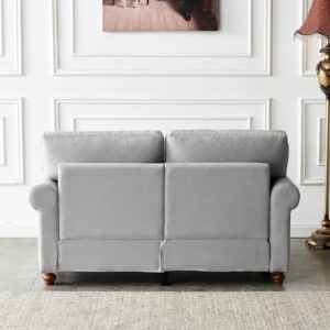 CALABASH Loveseat Sofa, Modern Upholstered Love Seat 2 Seater Small Couch with Classic Nails & Seat Cushion Backrest Removable for Living Room, Bedroom, Apartment, Small Space, 59Inch(Grey Fabric)