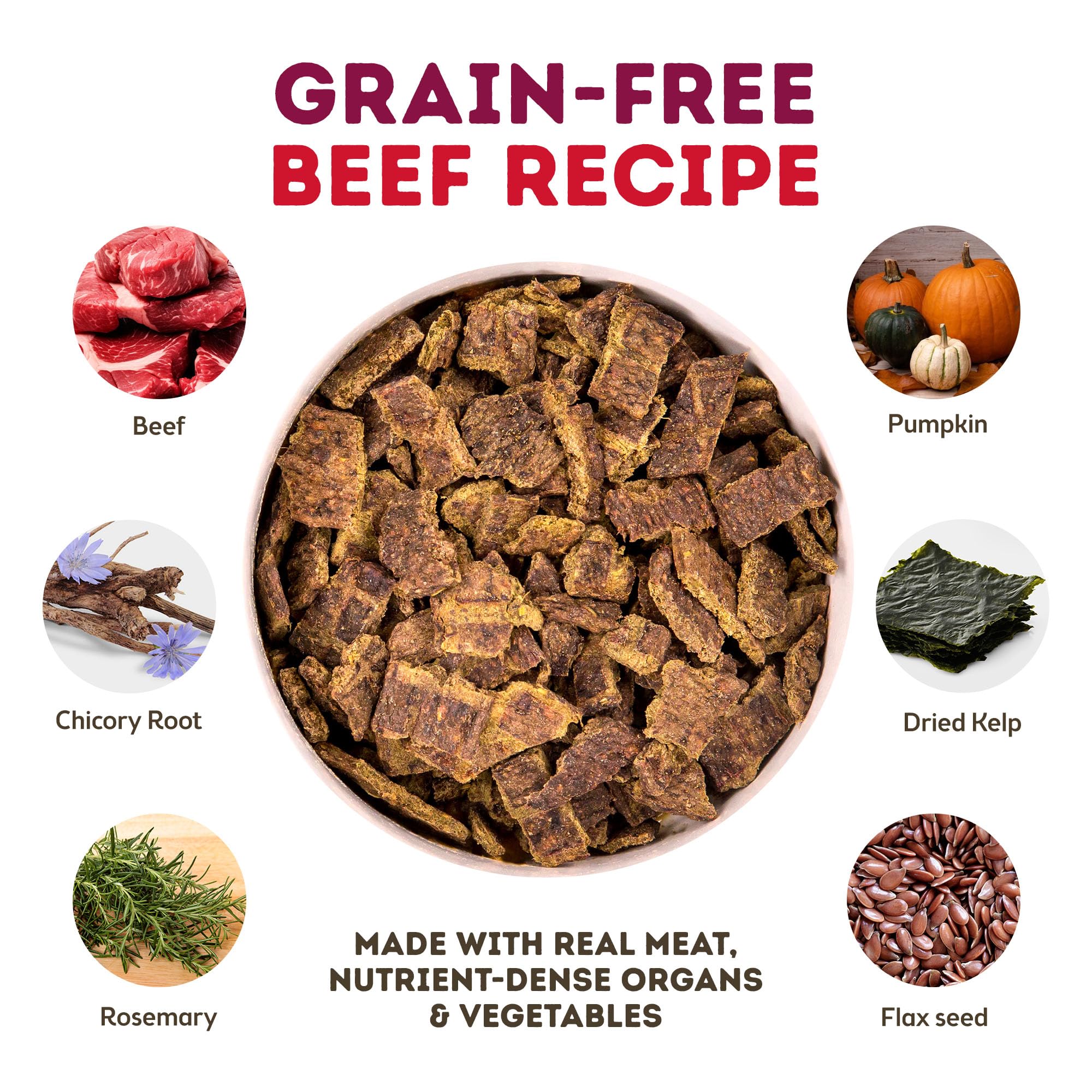 Only Natural Pet MaxMeat Holistic Air Dried Dry Dog Food - All Natural, High Protein, Grain Free and Limited Ingredient - Made with Real Meat - Beef with Pumpkin & Parsley 2 lb (Pack of 2)