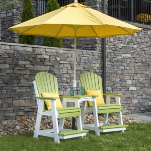 LuxCraft Plastic Poly Adirondack Balcony Chair with Built-in Footrest, Counter Height Outdoor Patio Dining Chair (Dove Gray & Slate)