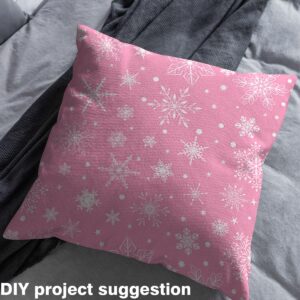 Snowflakes Print Fabric by The Yard Christmas Theme Winter Symbol Stars Fabric for Kids Boys Girls Dots Stripes Geometric Arts Crafts and Sewing Fabric for Quilting Sewing DIY Gift,2 Yards,Pink