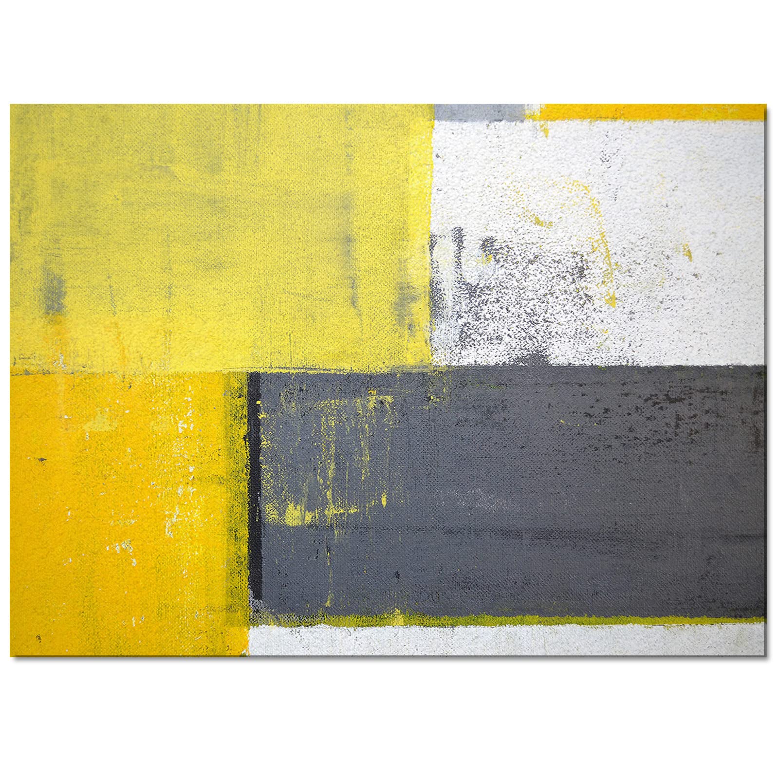 KITHOME Non-Slip Area Rug Abstract Geometric Yellow Gray White Oil Painting Printed Rugs, Rubber Backing Floor Mats Absorbent Indoor Area Rug Carpet for Living Room Indoor 3'x2'