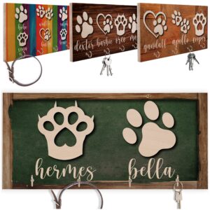 personalized animal keyhook w/name - 6"x12", 6 background, 4 design - customized paw key holder for home decorations - custom dog wood keyhooks birthday housewarming gift - cat hanging key holders c1