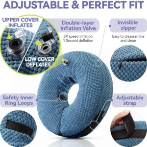 Loflaze Inflatable Dog Cone Collar - Dog Neck Donut Cone Collar Alternative After Surgery - Soft Cone for Large Medium Small Dogs Cats - Alternative Recovery E Collar (Blue, M)