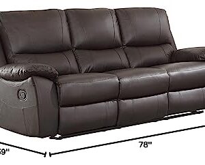 Lexicon Farmington Wall-Hugger Manual Double Reclining Sofa, Brown