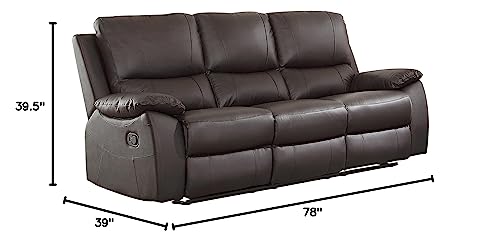 Lexicon Farmington Wall-Hugger Manual Double Reclining Sofa, Brown