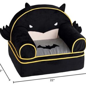 Fun Costumes Batman Face Chair Lounger Seat, DC Comics Iconic Black Comfy Soft Plush Seat Standard