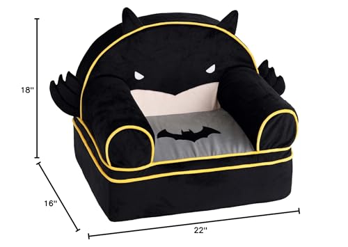 Fun Costumes Batman Face Chair Lounger Seat, DC Comics Iconic Black Comfy Soft Plush Seat Standard