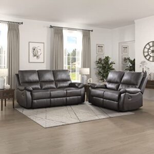 Lexicon Farmington Wall-Hugger Manual Double Reclining Sofa, Brown