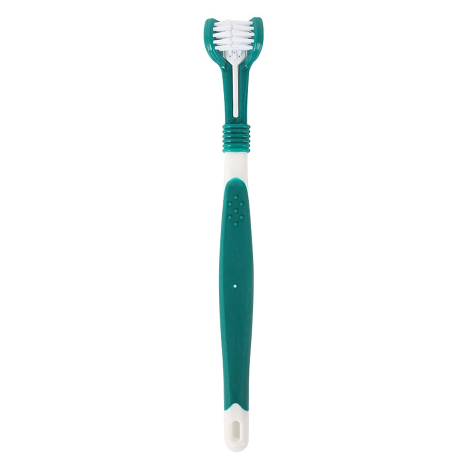 Dog Toothbrush Soft Bristles Non-Slip Handle Dental Care Plastic Three Sided Oral Cleaning Toothbrush for Home Atrovirens