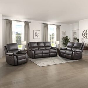 Lexicon Farmington Wall-Hugger Manual Double Reclining Sofa, Brown