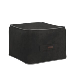 english home ottoman pouffe, comfortable cube foot stool, soft velvet bean bag, home decor footstool extra seating for living room, bedroom, casha, 17.7x17.7 inch (45x45 cm), anthracite