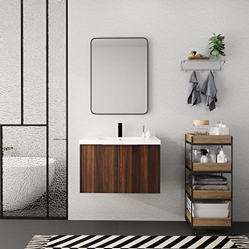 HomSof Soft Close Doors Bathroom Vanity with Sink,30 Inch for Small Bathroom,30"x18",California Walnut