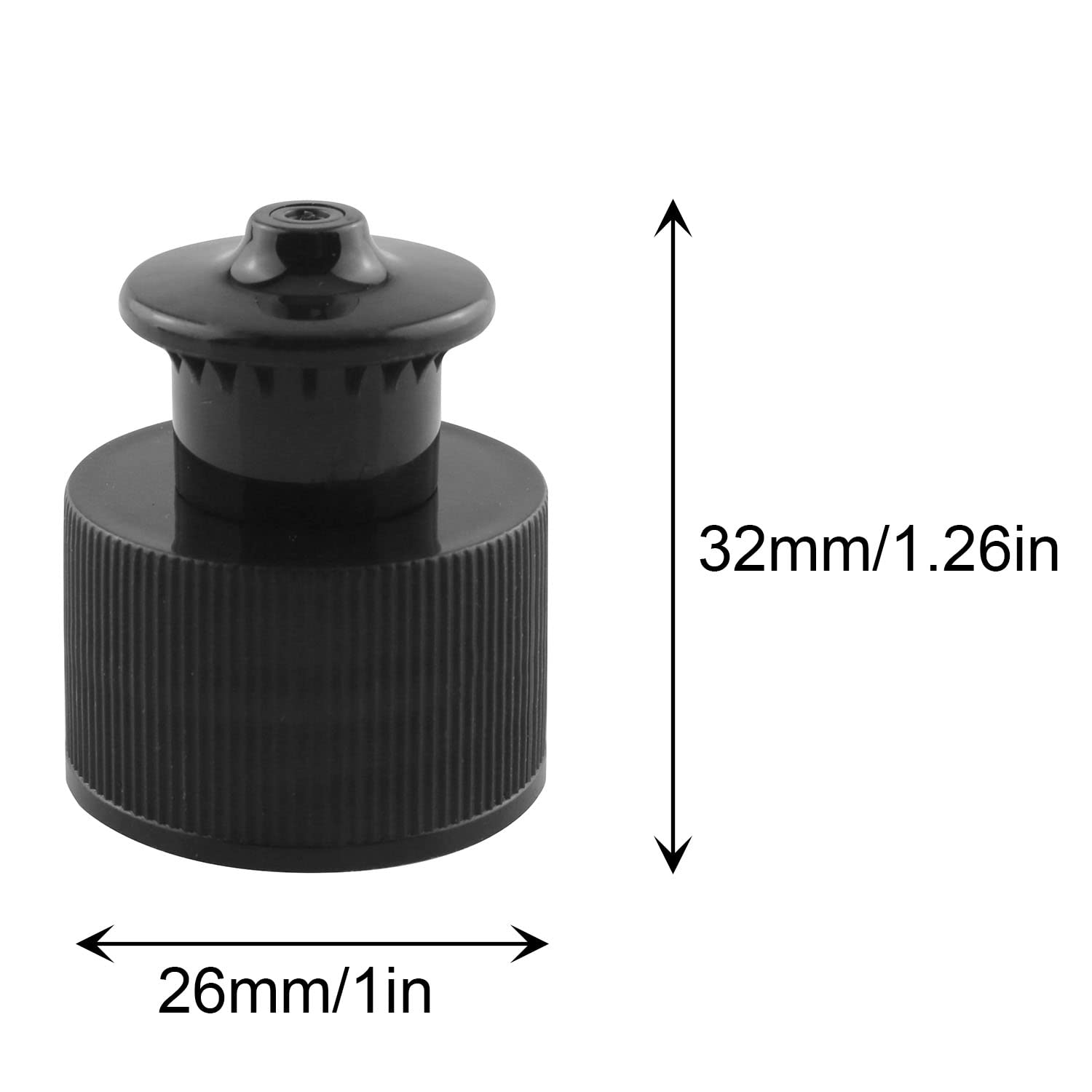 JCBIZ Bottle Caps 12pcs Push Pull Caps for Water Bottles Plastic 24mm PET Bottles and Glass Bottles Black Water Push Pull Lids