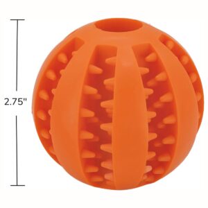 2 Pcs Non-Toxic Rubber Dog Toy Ball, 2.75 inch Durable & Tough Rubber Dog Treat Dispensing Puzzle Ball Chew Toy & IQ Training Toy for Small & Medium Sized Dogs (Red & Orange)