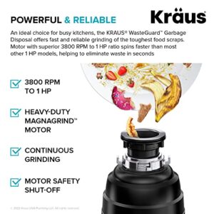 Kraus KWU110-32-100-100MB, Kore Workstation 32-inch Undermount 16 Gauge Single Bowl Stainless Steel Kitchen Sink with WasteGuard 1 HP Continuous Feed Garbage Disposal