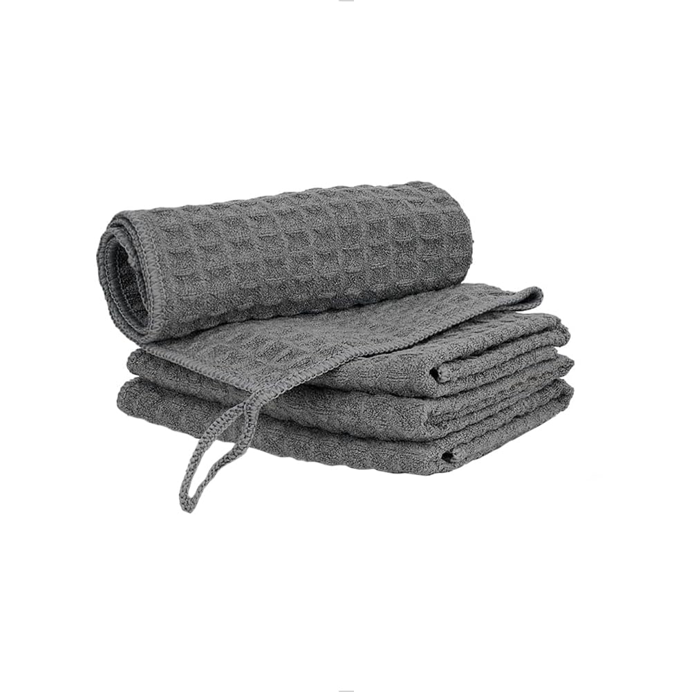 watchget Microfiber Cleaning Cloth,Barista Micro Cloth 4 Pack-Microfiber Barista Towels Espresso Towel Espresso Machine Cloths, Steam Wand Cloth, Kitchen Cleaning Cloth Waffle Weave Dark Grey(12"x12")