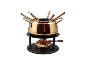 swissmar peak 10-piece copper plated stainless steel fondue set