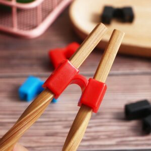 MinLia 5PCS Reusable Chopstick Helpers, Chopsticks Trainer Holder for Beginner, Plastic Chopsticks Training Helpers(Black)