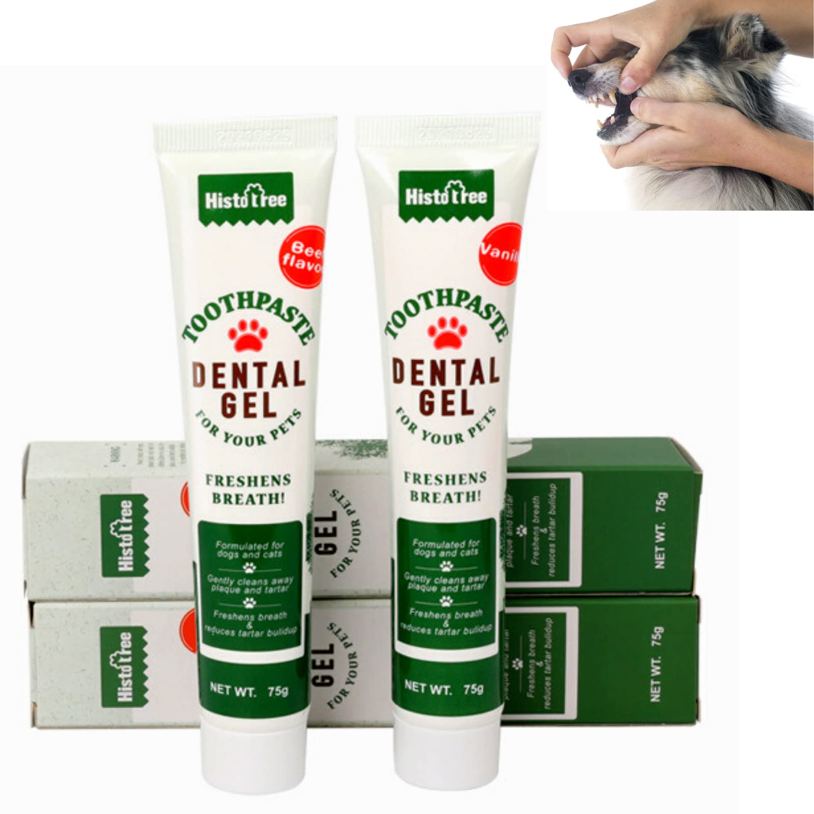 CUECOMER Pets Clinical Care Dental Toothpaste for Dogs and Cats, Soothes Inflamed Gums ,Safe for Puppies 2 Pack Fresh Breath Vanilla & Beef