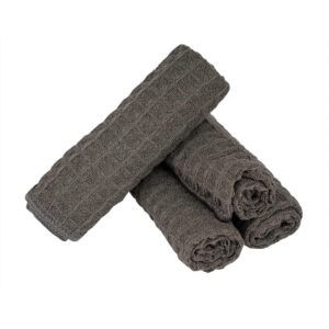 watchget Microfiber Cleaning Cloth,Barista Micro Cloth 4 Pack-Microfiber Barista Towels Espresso Towel Espresso Machine Cloths, Steam Wand Cloth, Kitchen Cleaning Cloth Waffle Weave Dark Grey(12"x12")