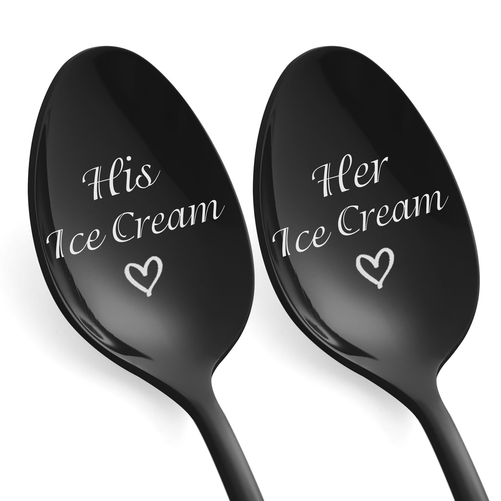 Anniversary Wedding Engagement Gifts for Couple, Him, Her - Personalized Gifts 2 Pcs His and Hers Gifts Ice Cream Spoon Unique Couple Gifts